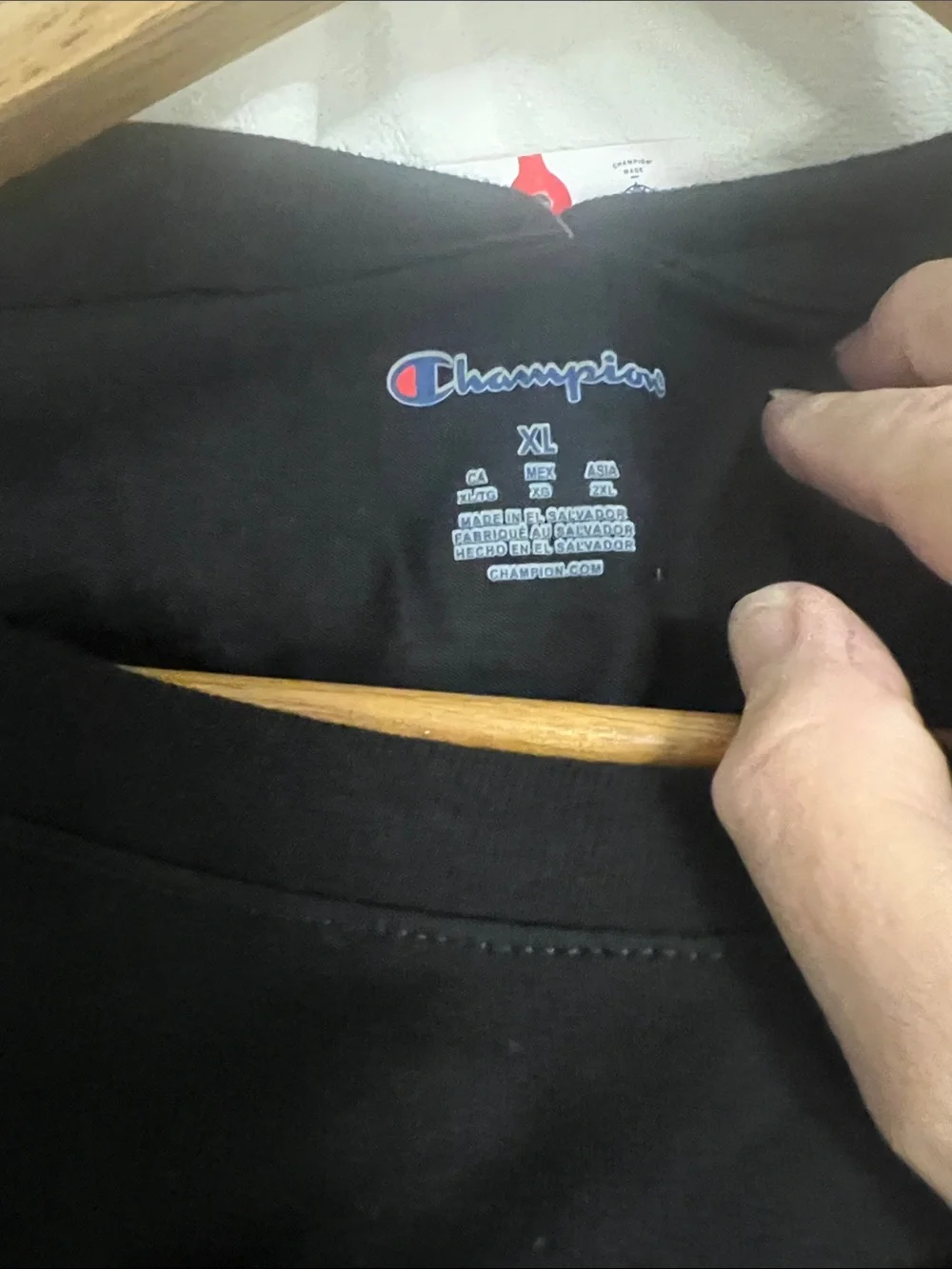 Champion XL Black Short Sleeve Tee with Red Track Graphic and White Text - Picture 4 of 6